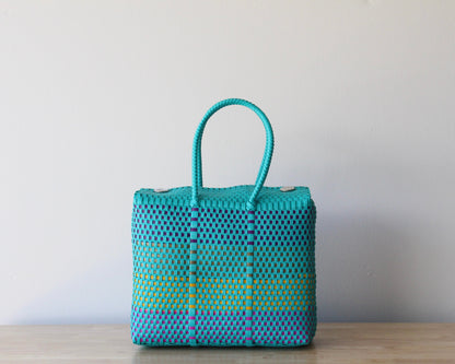 Medium Handwoven Handbag – Turquoise and Colors