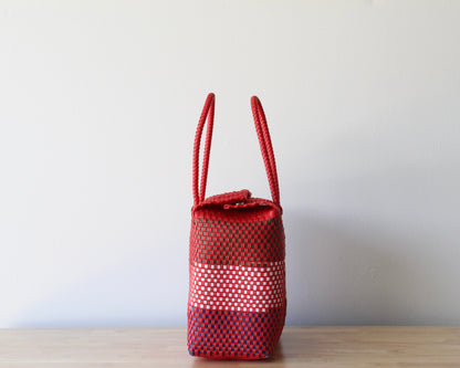 Medium Handwoven Handbag – Red & Colors