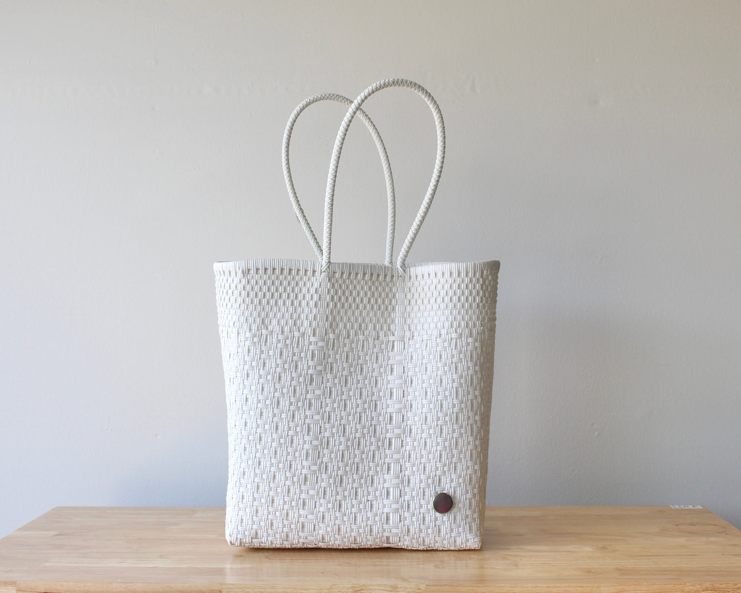 Authentic Mexican Handwoven White Tote Bag