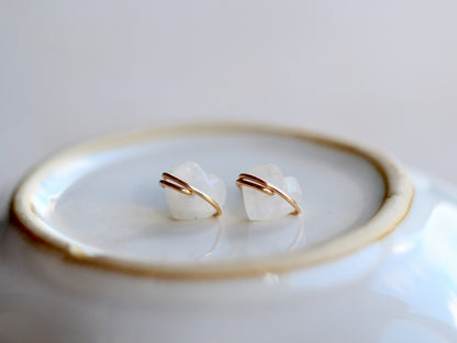 Heart Studs - Moonstone