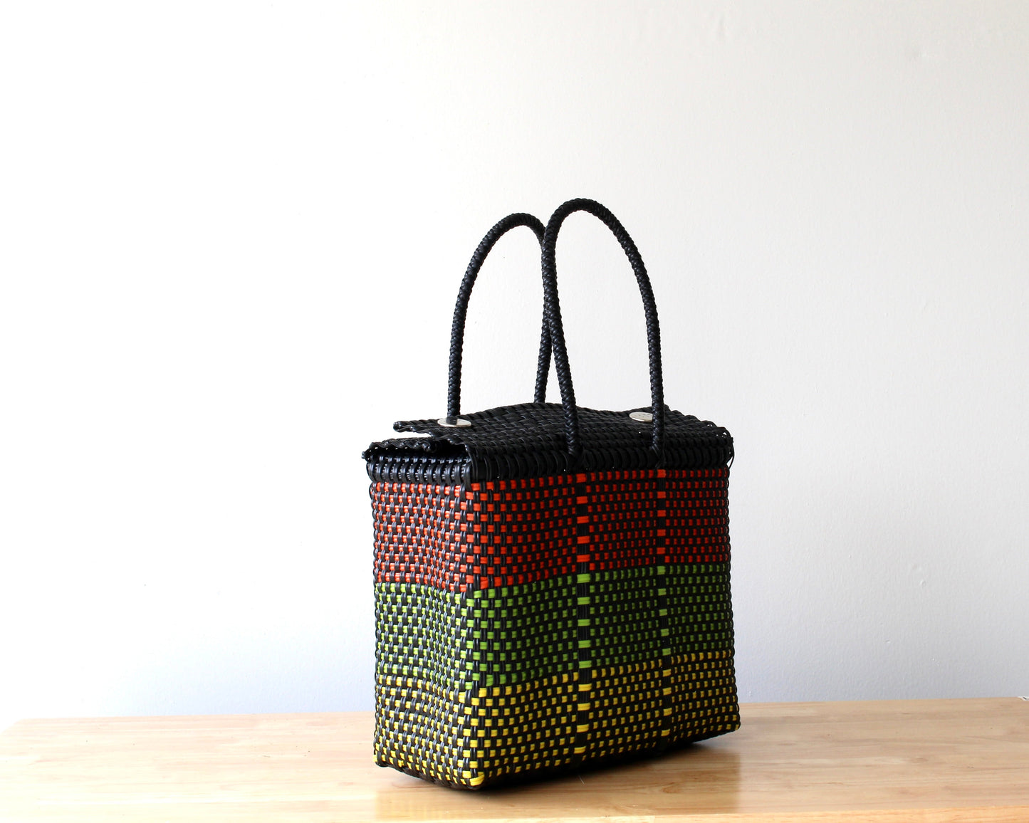 Candela Handwoven Handbag - Black & Colors