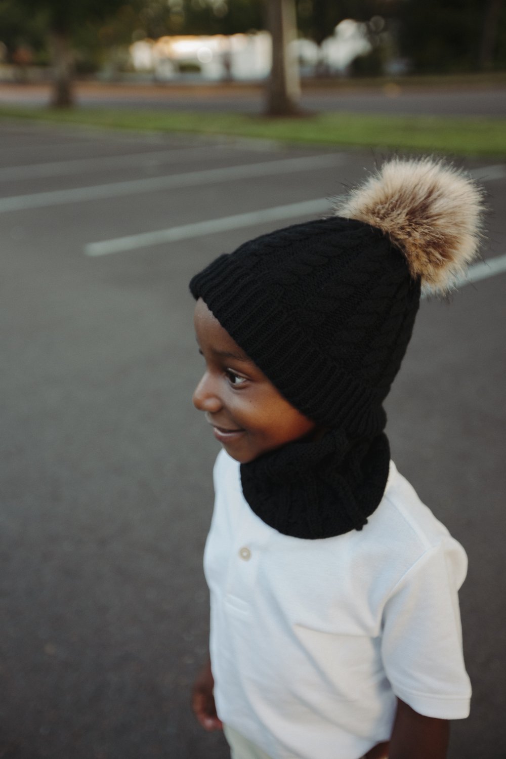 Organic Cotton Kids Beanie & Scarf Set | Chunky Knit Pom Pom Winter Set