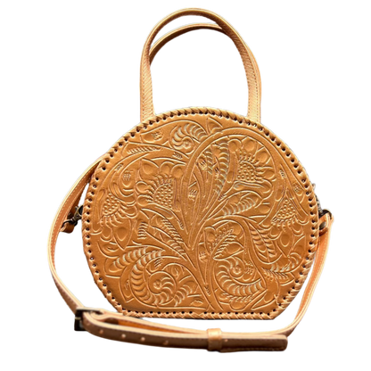 The Dixie| Hand-Tooled Leather Canteen Handbag