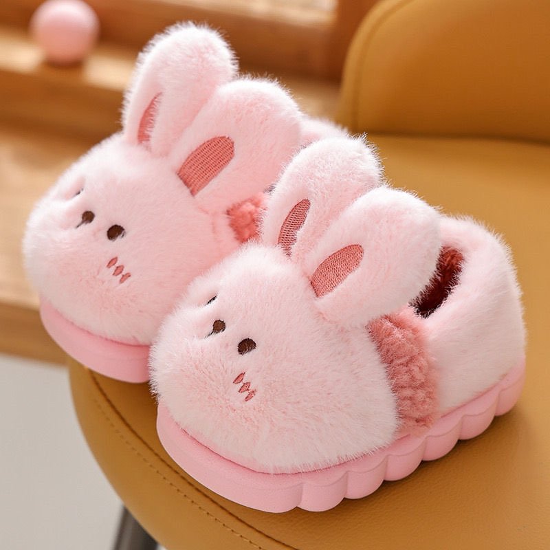 Kids’ Fuzzy Slippers | Bear & Bunny Animal House Shoes