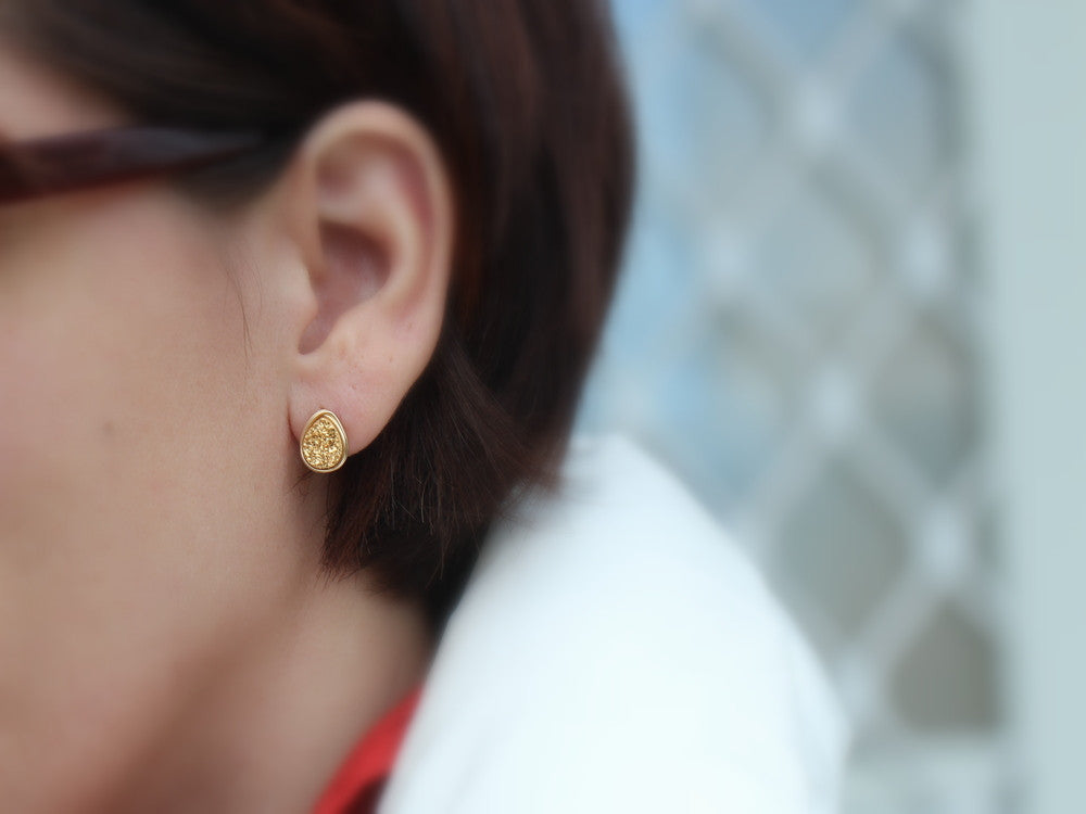 Druzy Teardrop Studs - Emerald City
