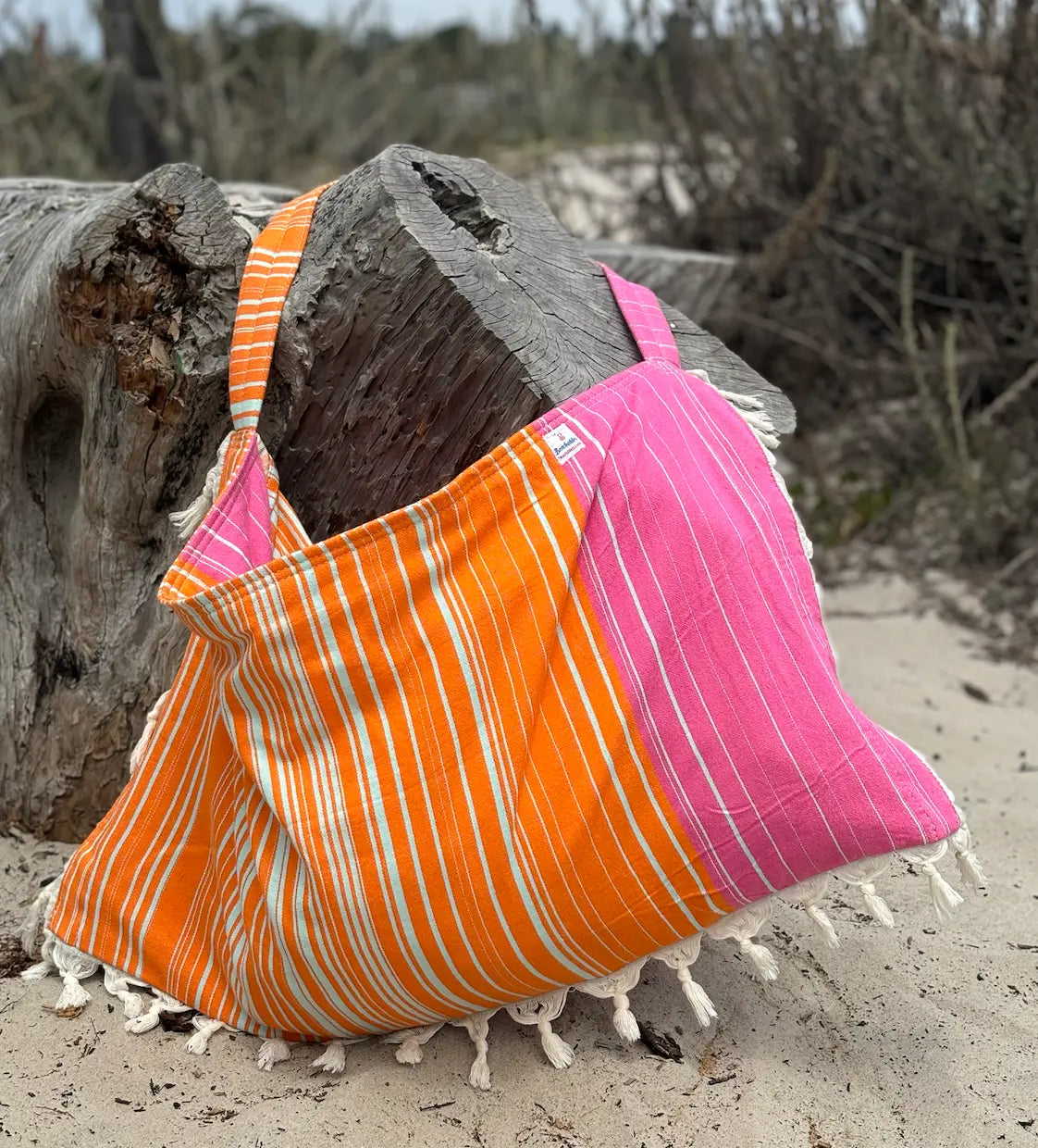 Striped 3 in 1 Turkish Cotton Beach Bag