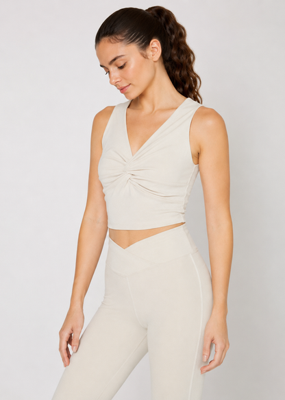 Cross Front Rib Crop Top Made in USA