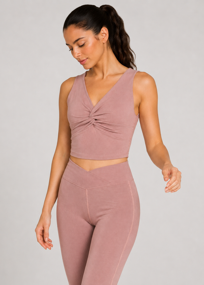 Cross Front Rib Crop Top Made in USA