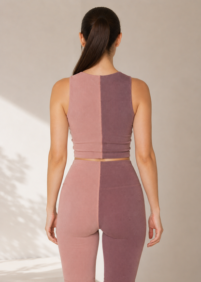Two Tone V-Neck Crop Top