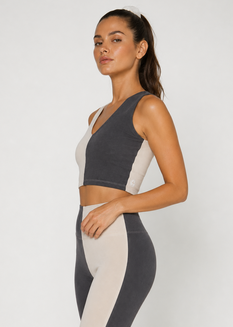 Two Tone V-Neck Crop Top