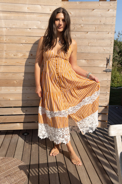 Irina Dress in Marigold Stripe