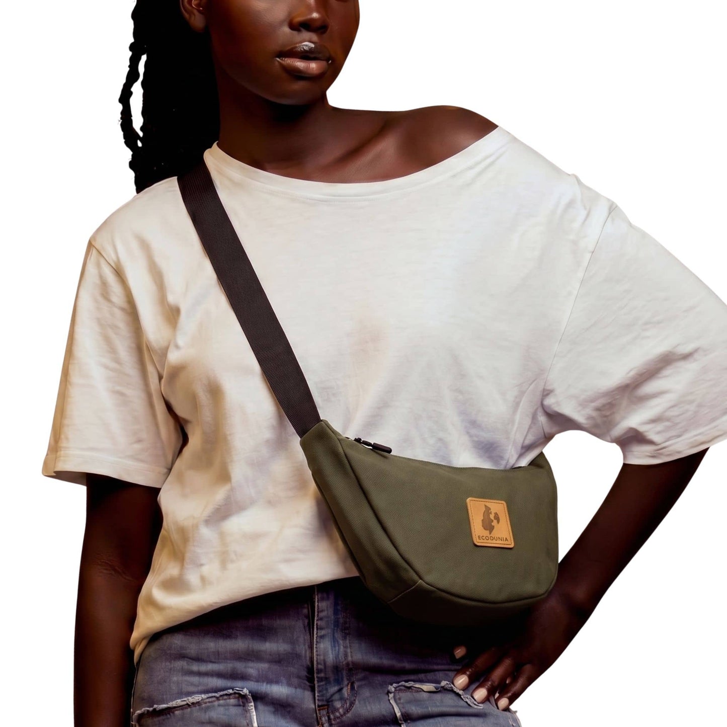 Round Mini Canvas Crossbody Shoulder Bag for Women