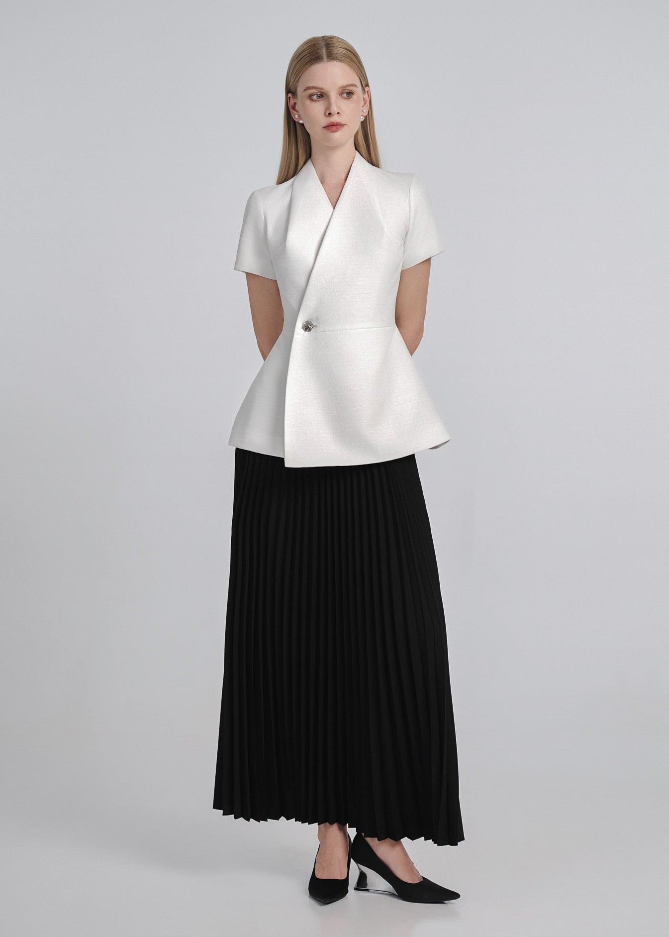 Cotton Pleated Maxi Skirt