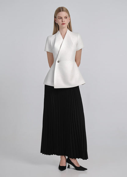Cotton Pleated Maxi Skirt