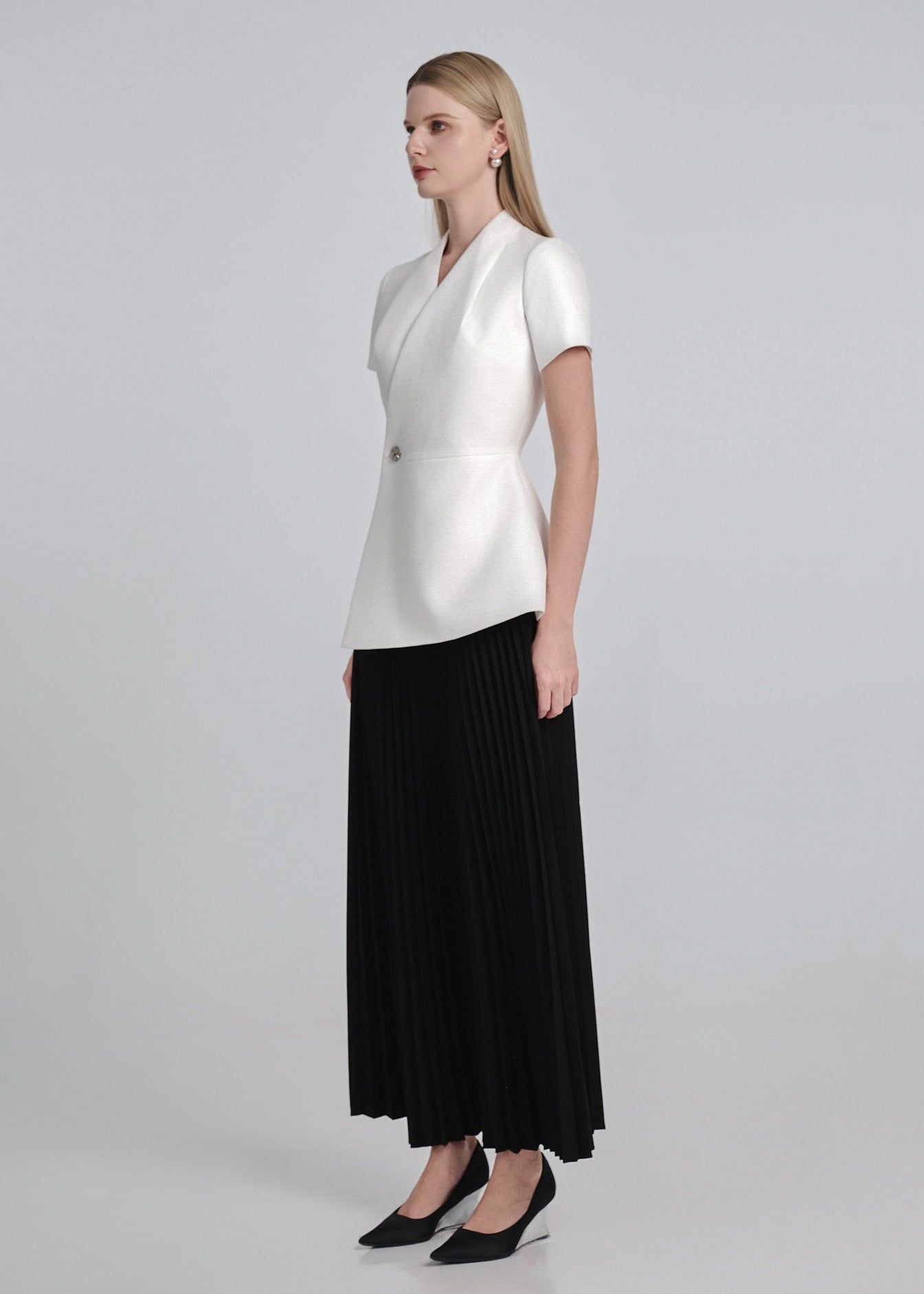 Cotton Pleated Maxi Skirt