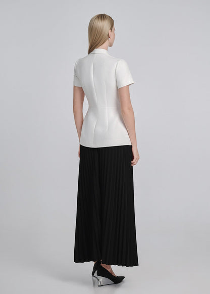 Cotton Pleated Maxi Skirt