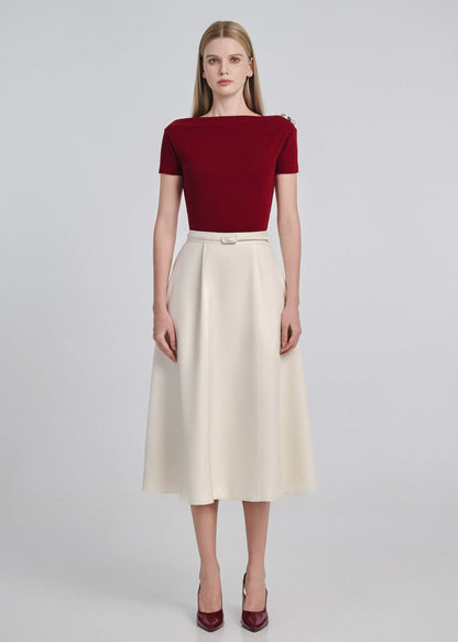 Flared Midi Skirt with Belt