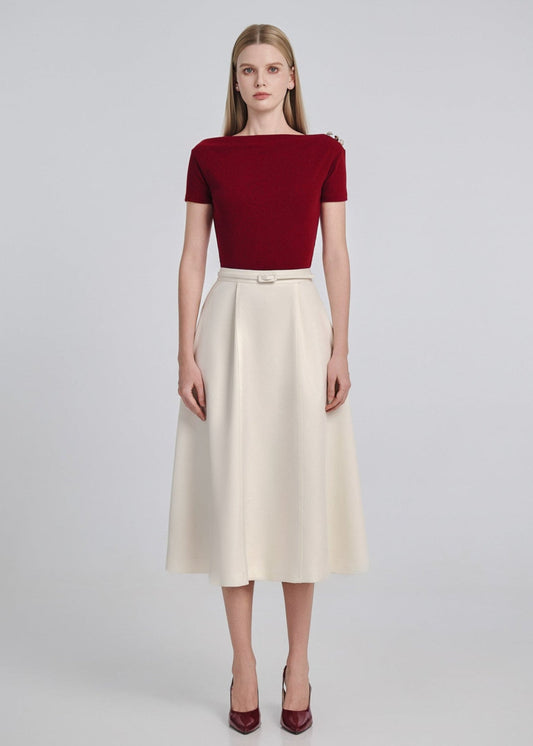 Draped Shoulder Ribbed Cotton Top