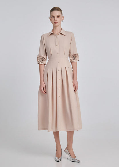 Rose Sleeves Shirt Dress