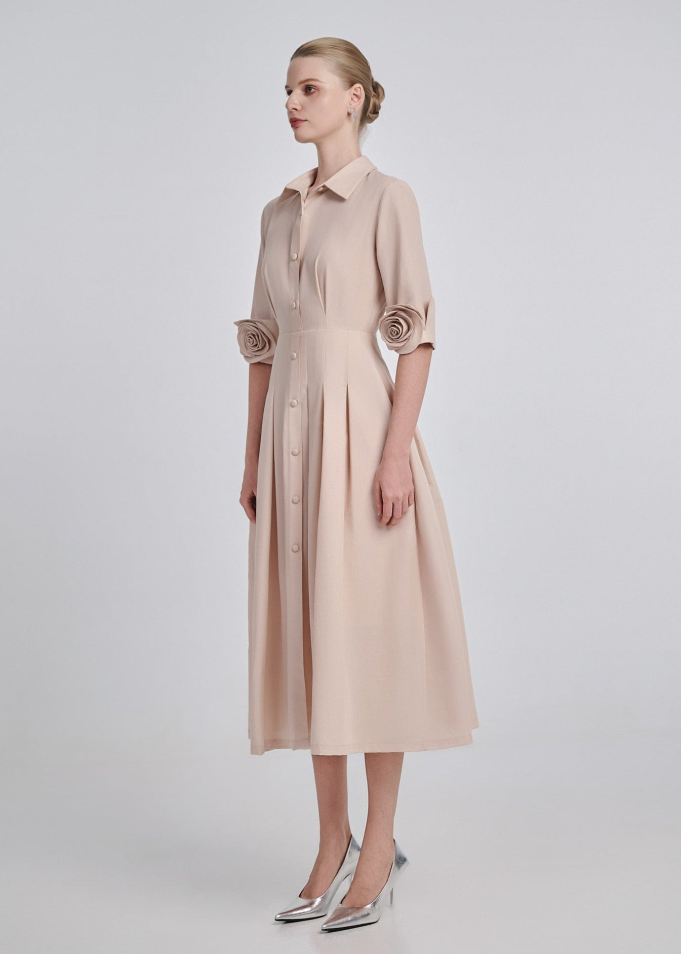 Rose Sleeves Shirt Dress