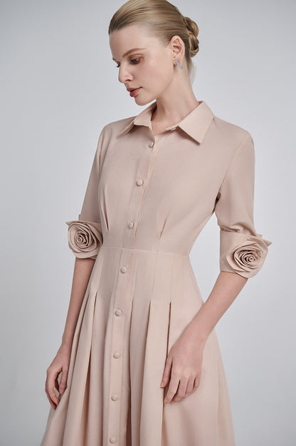 Rose Sleeves Shirt Dress