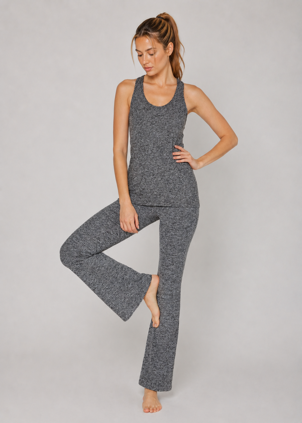 Light Heather Racer Tank Made in USA