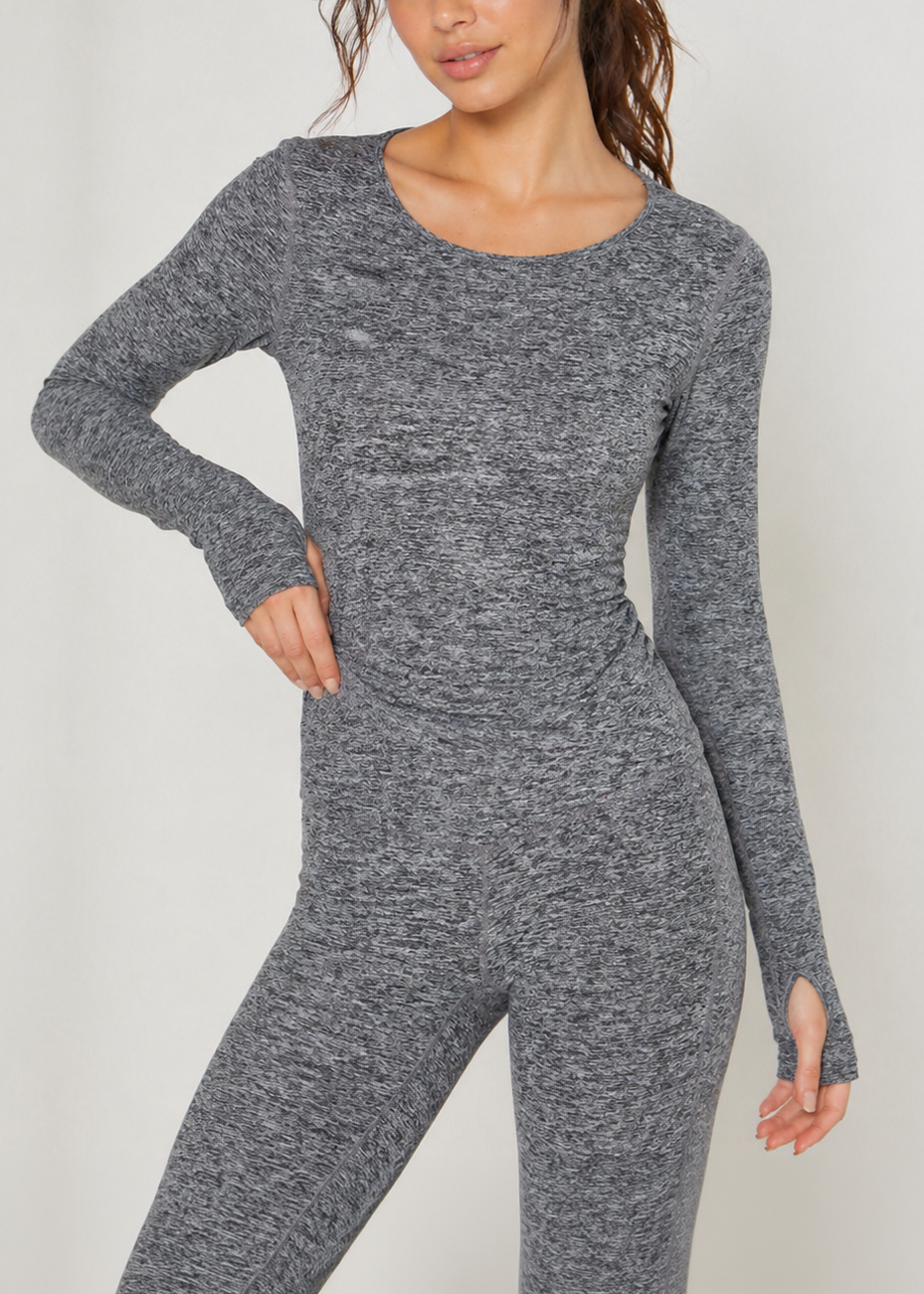 Soft Heather Jersey Long Sleeve Thumbhole Top Made in USA