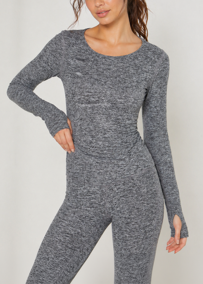 Soft Heather Jersey Long Sleeve Thumbhole Top Made in USA