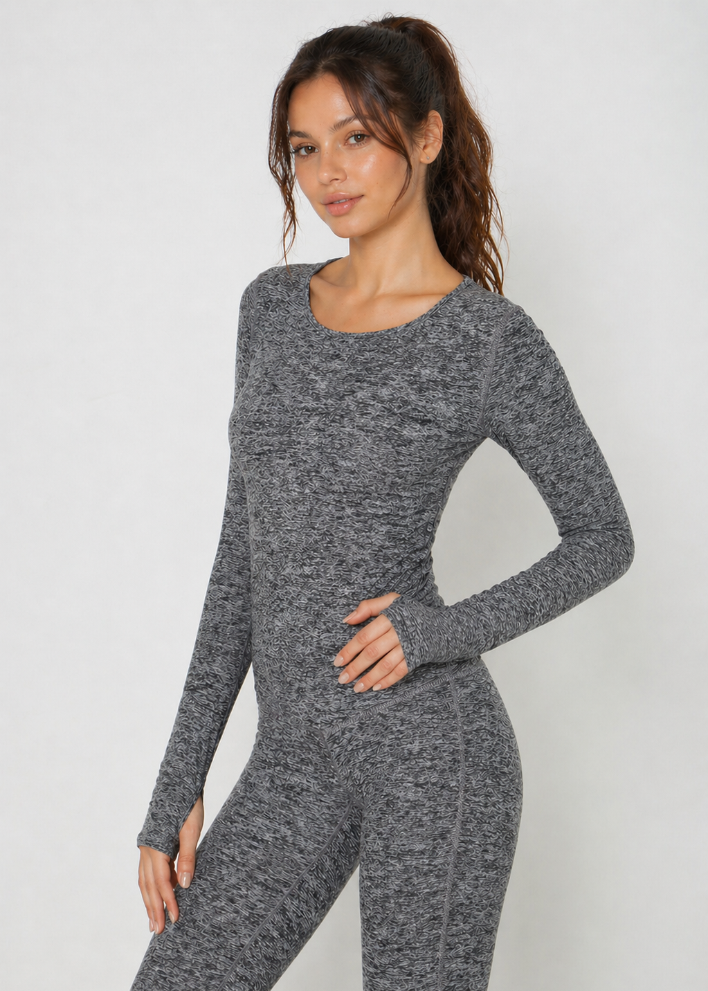 Soft Heather Jersey Long Sleeve Thumbhole Top Made in USA