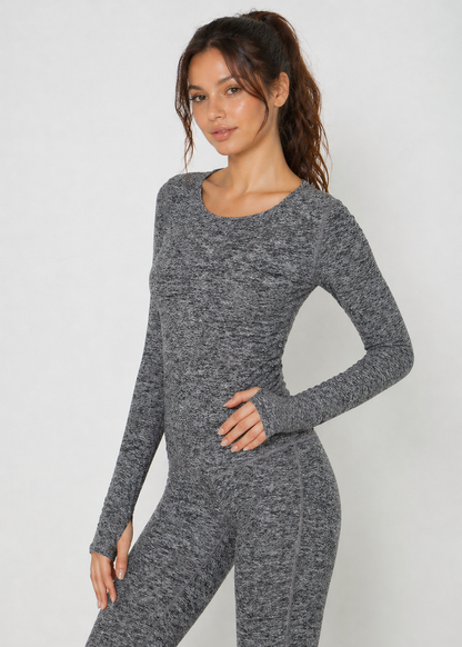 Soft Heather Jersey Long Sleeve Thumbhole Top Made in USA