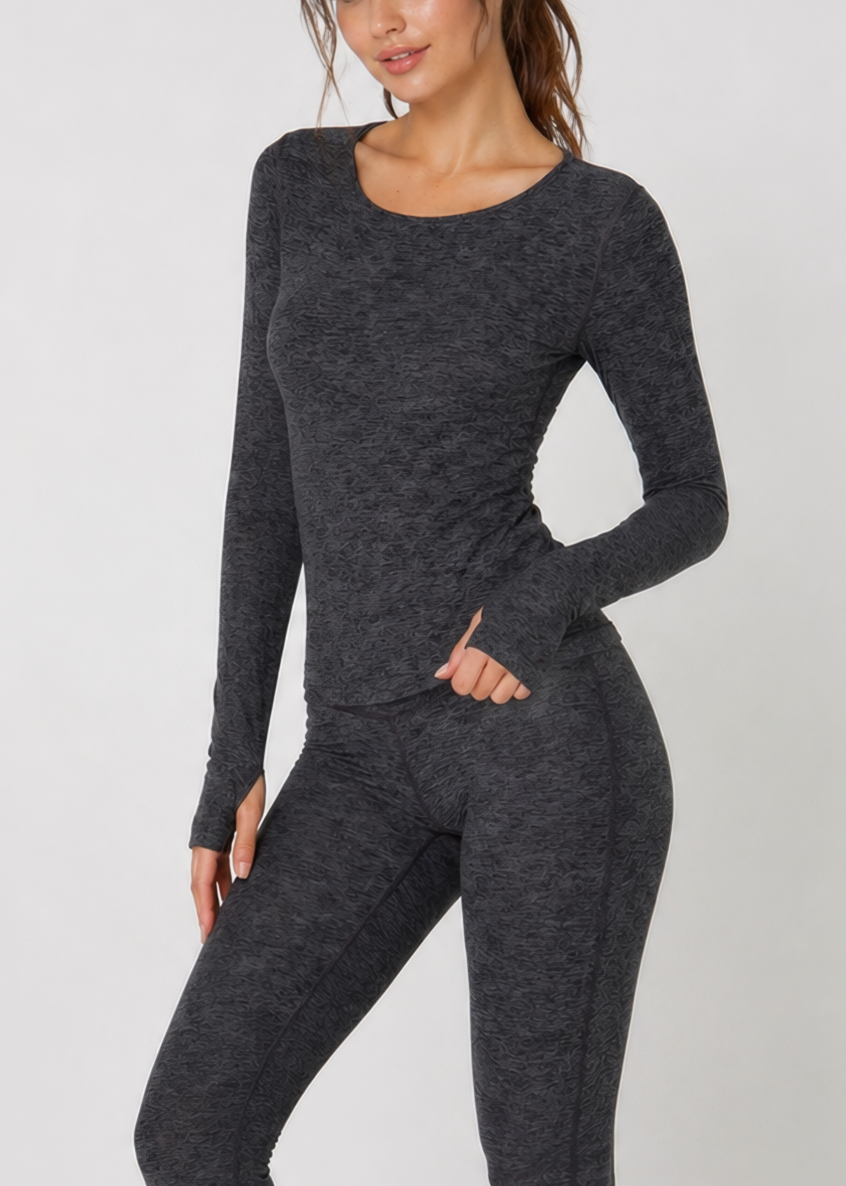 Soft Heather Jersey Long Sleeve Thumbhole Top Made in USA