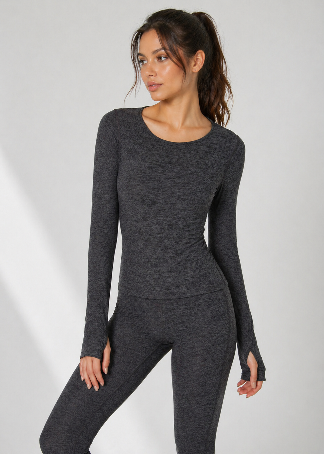Soft Heather Jersey Long Sleeve Thumbhole Top Made in USA