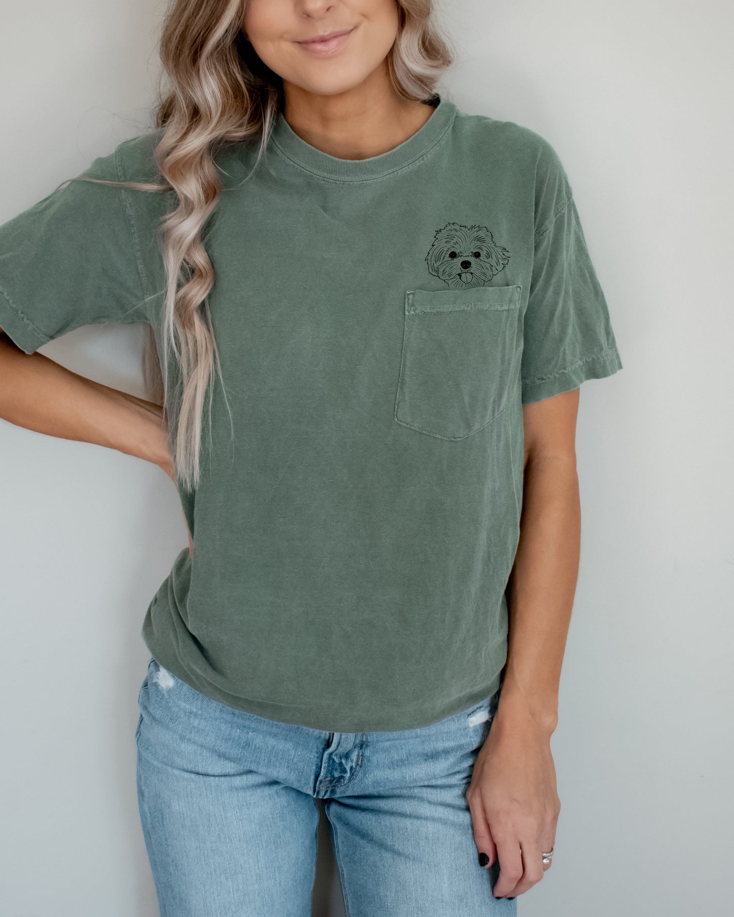 Maltese Dog mom Comfort Colors Pocket T Shirt
