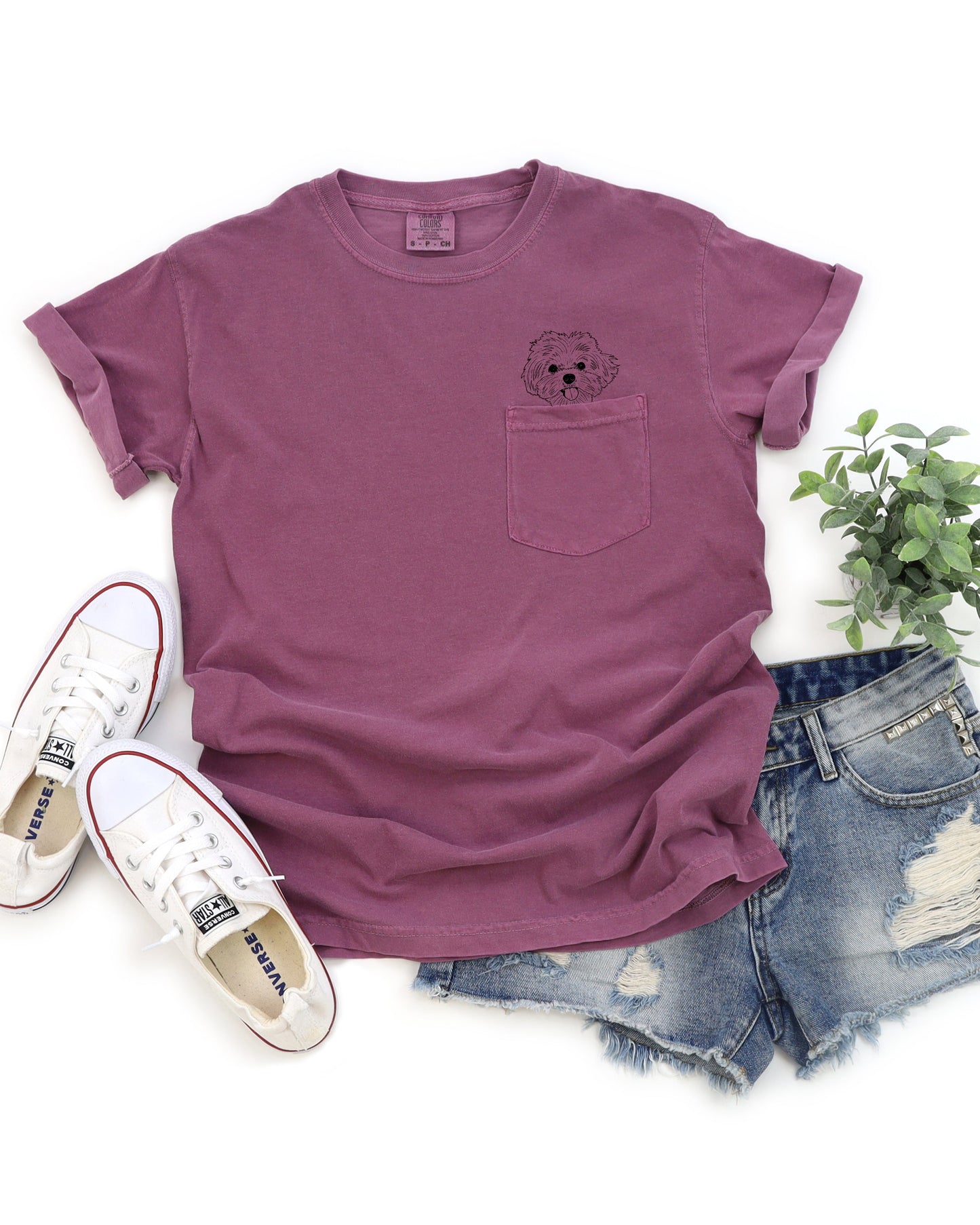 Maltese Dog mom Comfort Colors Pocket T Shirt