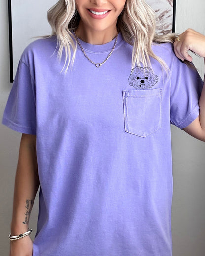 Maltese Dog mom Comfort Colors Pocket T Shirt
