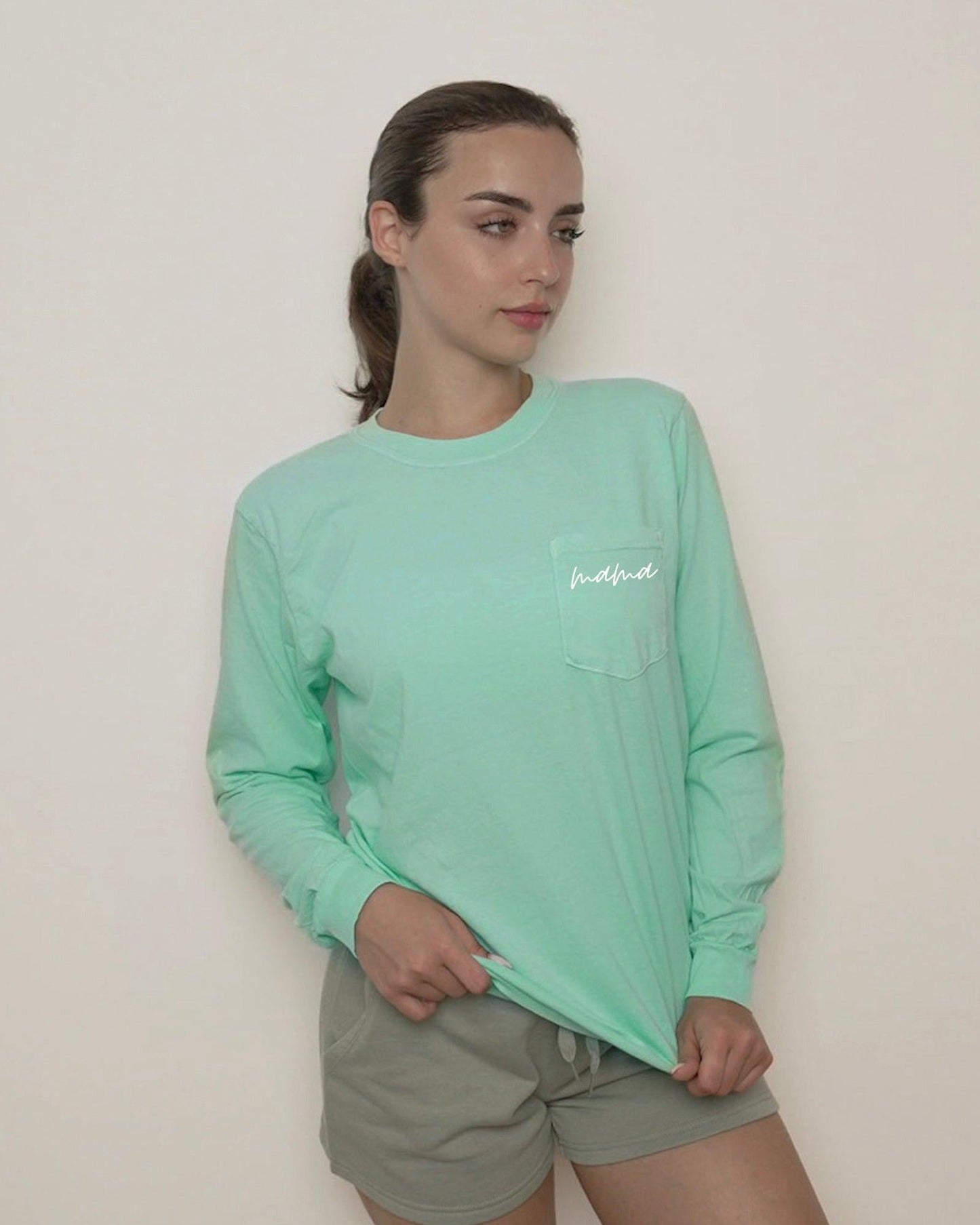 Mama Pocket Comfort Colors Long Sleeve Shirt