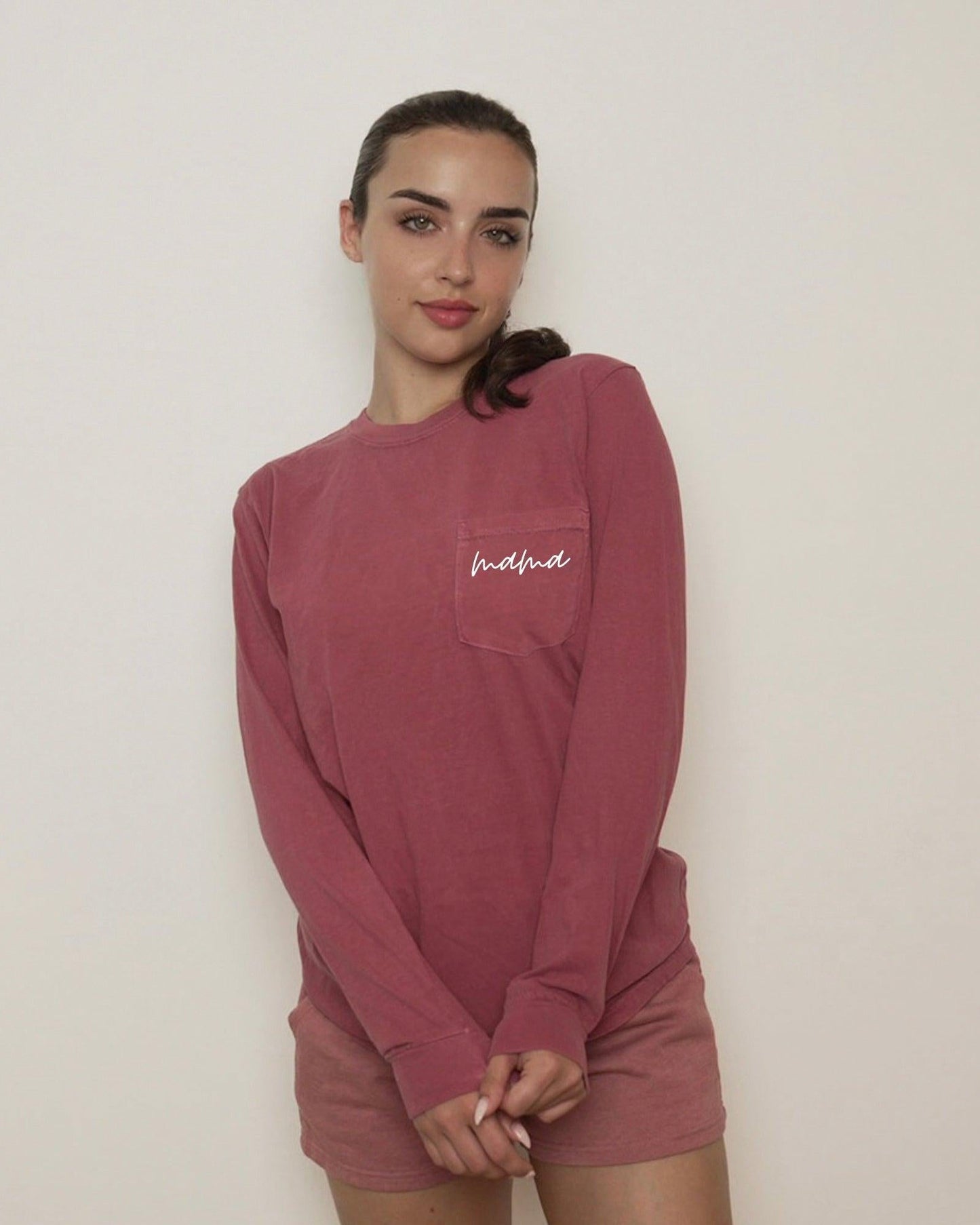 Mama Pocket Comfort Colors Long Sleeve Shirt