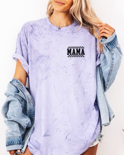 RetroPlaid MamaCheckered Front & Back Comfort Colors T Shirt