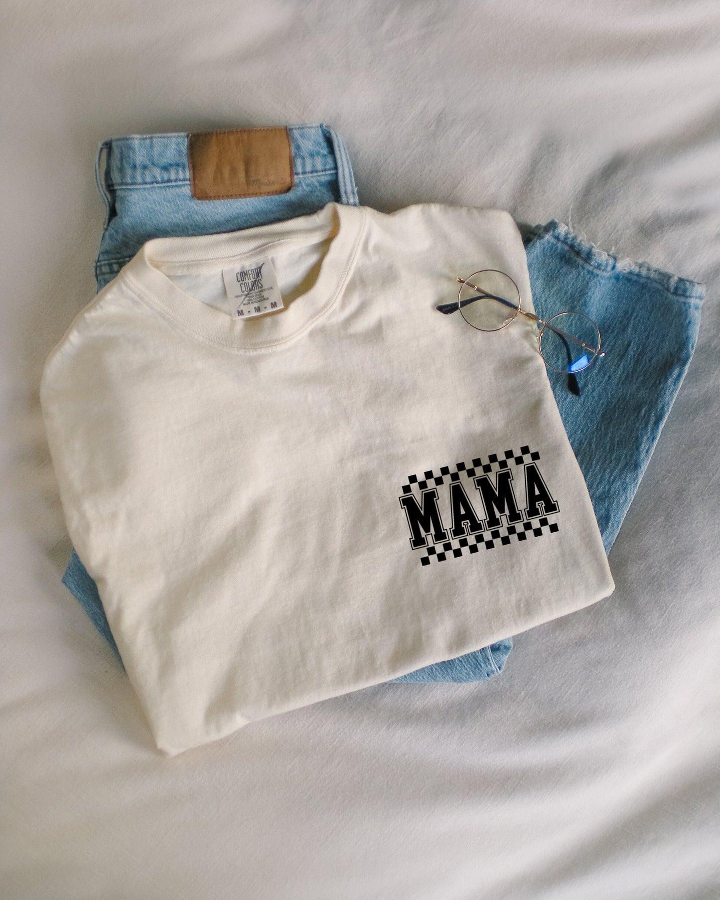 RetroPlaid MamaCheckered Front & Back Comfort Colors T Shirt