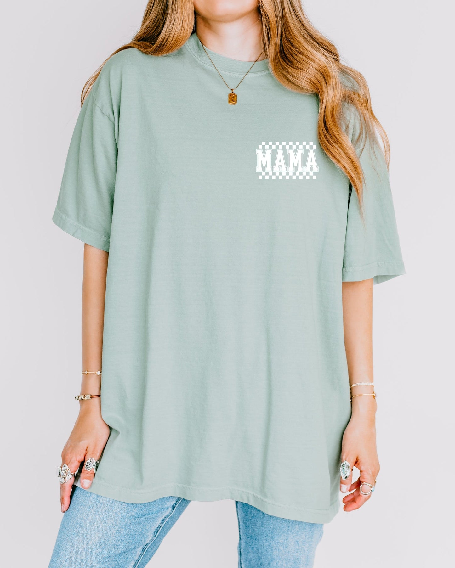 RetroPlaid MamaCheckered Front & Back Comfort Colors T Shirt