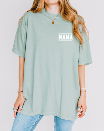 RetroPlaid MamaCheckered Front & Back Comfort Colors T Shirt