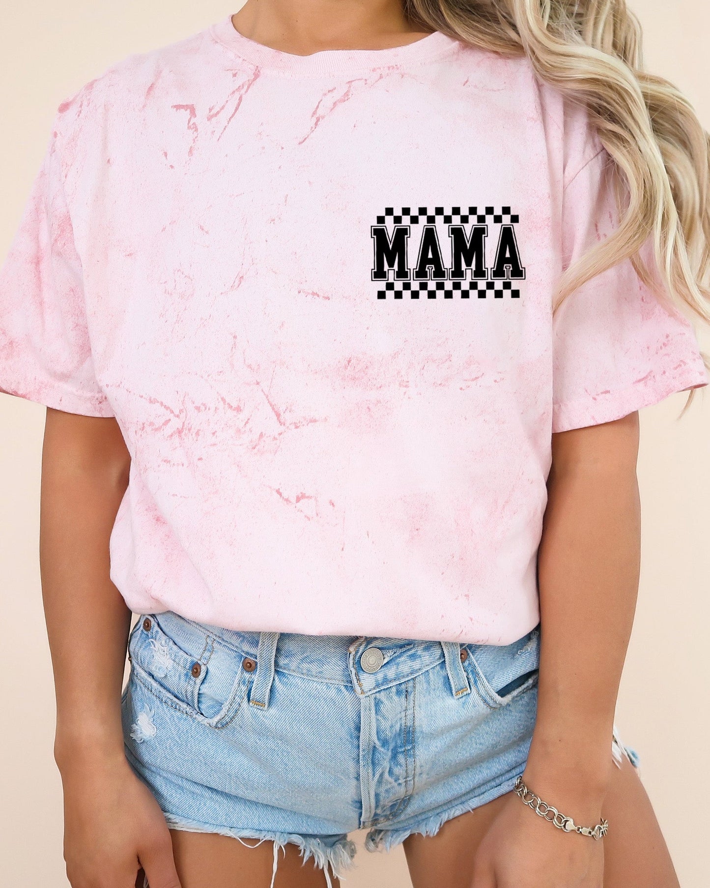 RetroPlaid MamaCheckered Front & Back Comfort Colors T Shirt