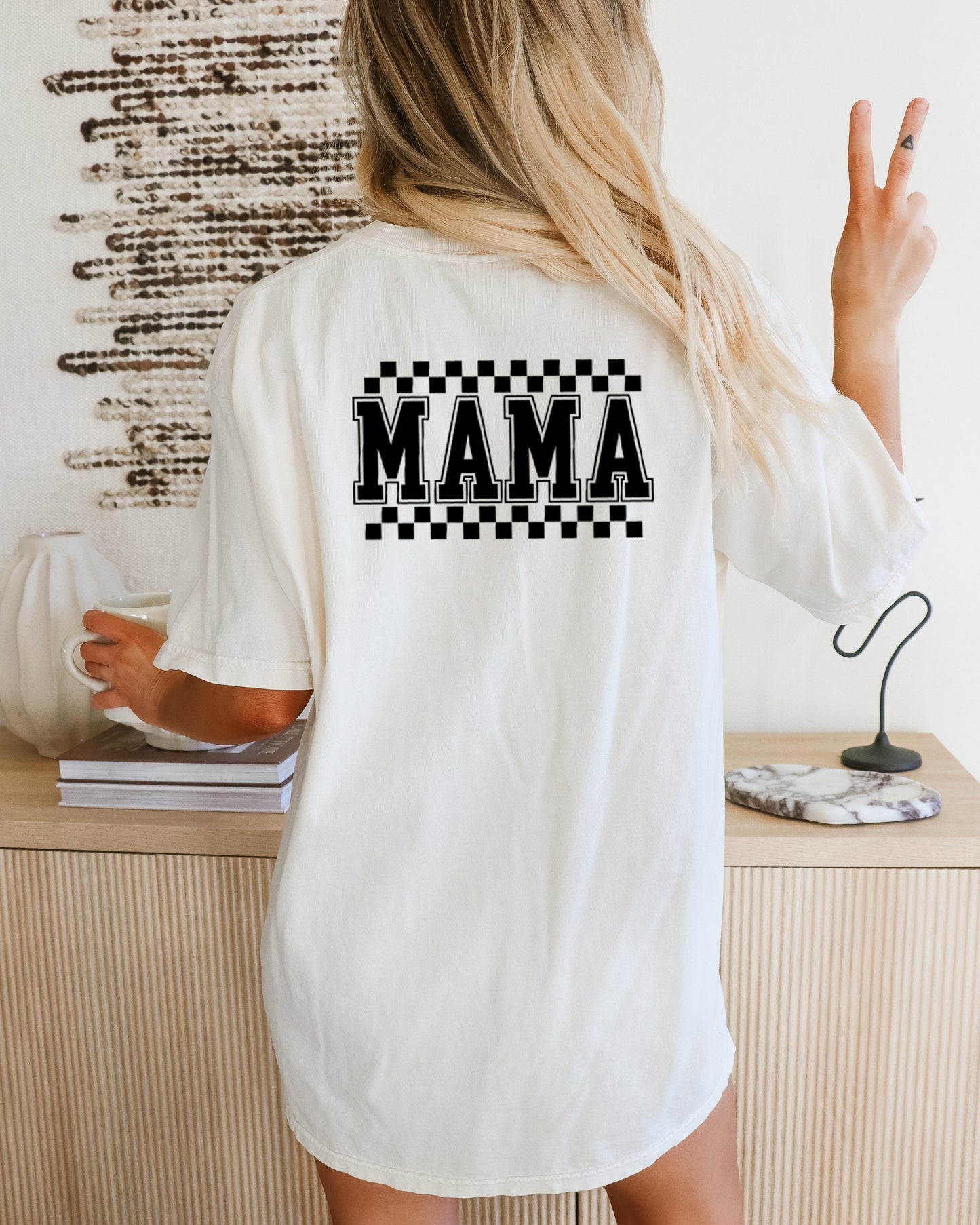 RetroPlaid MamaCheckered Front & Back Comfort Colors T Shirt