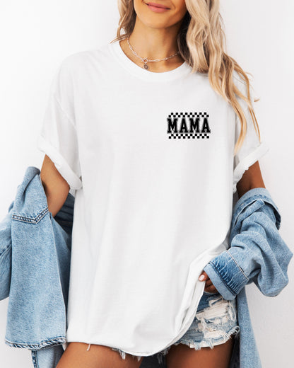 RetroPlaid MamaCheckered Front & Back Comfort Colors T Shirt