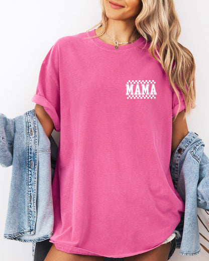 RetroPlaid MamaCheckered Front & Back Comfort Colors T Shirt
