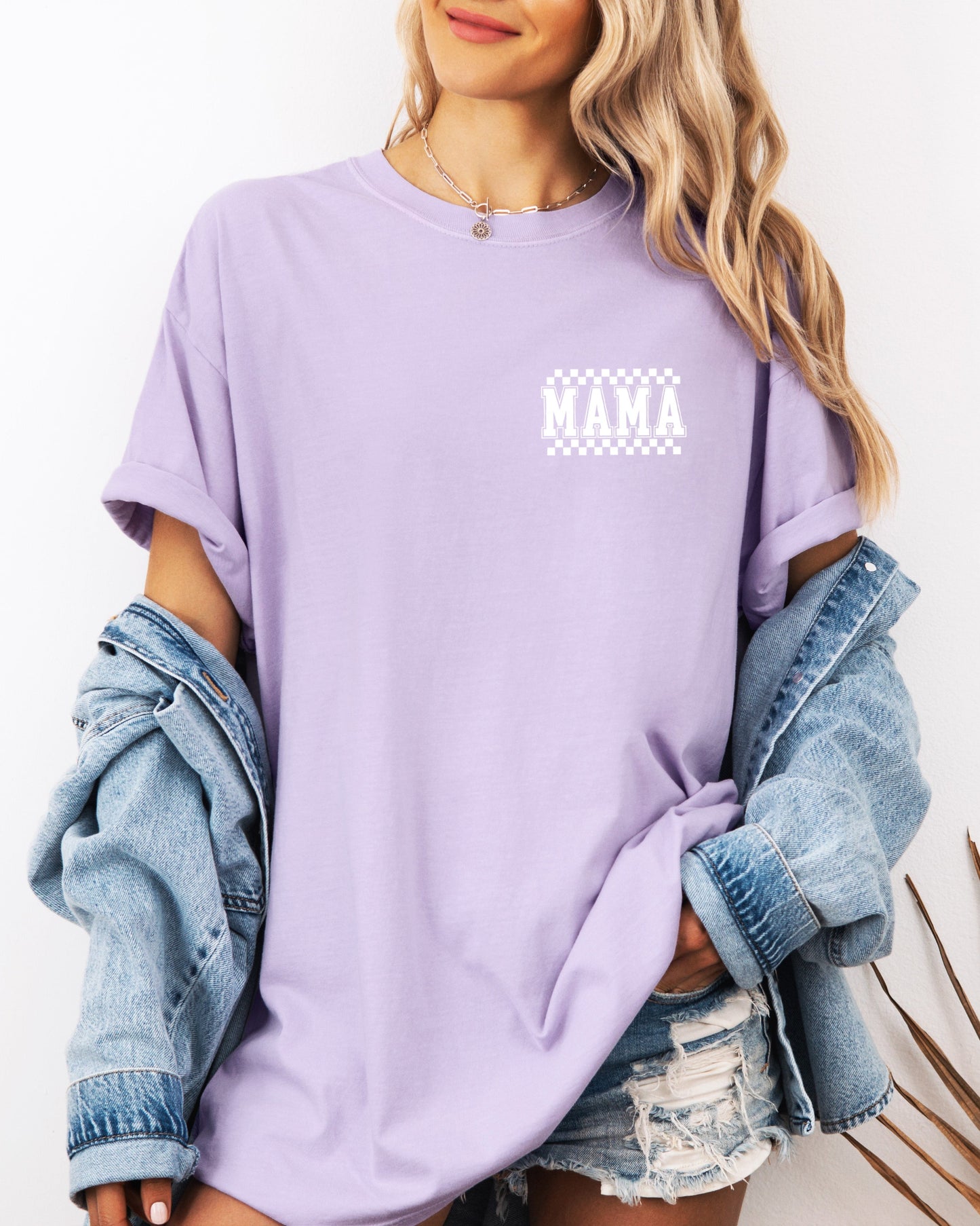 RetroPlaid MamaCheckered Front & Back Comfort Colors T Shirt