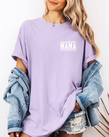 RetroPlaid MamaCheckered Front & Back Comfort Colors T Shirt