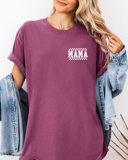 RetroPlaid MamaCheckered Front & Back Comfort Colors T Shirt