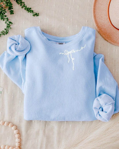 Mama Ribbon Around Neck Garment Dyed Comfort Colors Sweatshirt