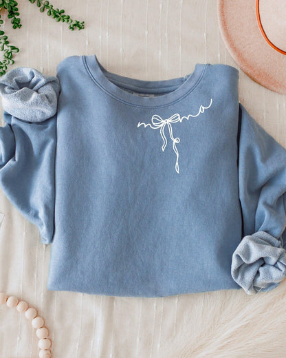 Mama Ribbon Around Neck Garment Dyed Comfort Colors Sweatshirt